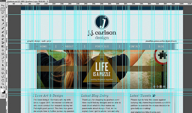 Photoshop document of jjcarlson website