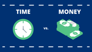 time clock versus a stack of money