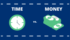 time clock versus a stack of money